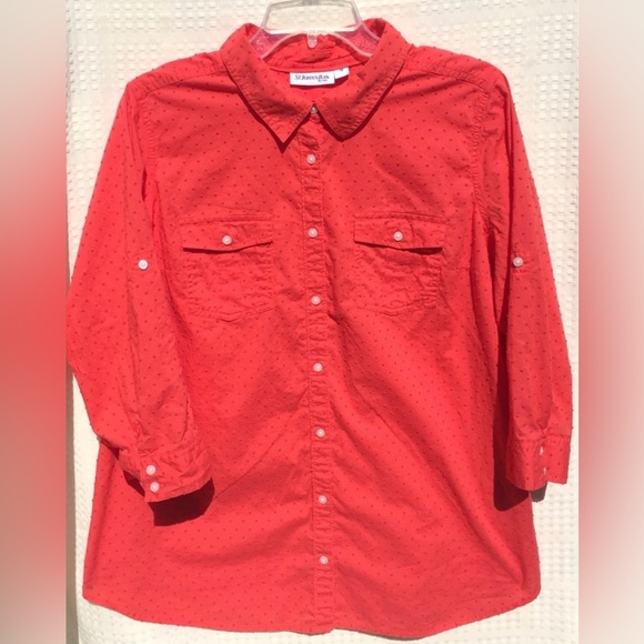 St. John’s Bay Plus Size 3/4 Sleeve Button Down 1X - Picture 1 of 6